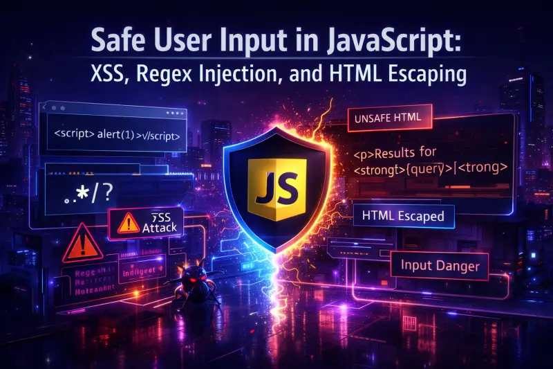 Safe User Input in JavaScript: XSS, Regex Injection, and HTML Escaping