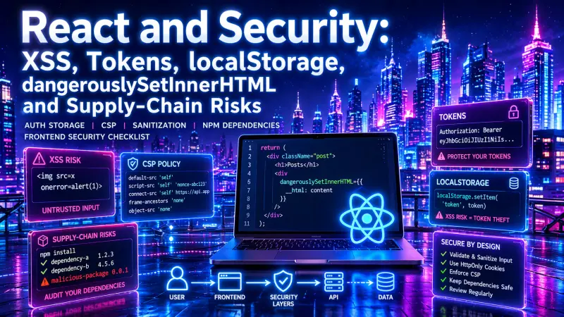 React Security in Production: XSS, Tokens, CSP, and npm Supply-Chain Risk