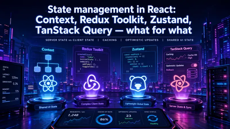React State Management: Context, Redux Toolkit, Zustand, and TanStack Query
